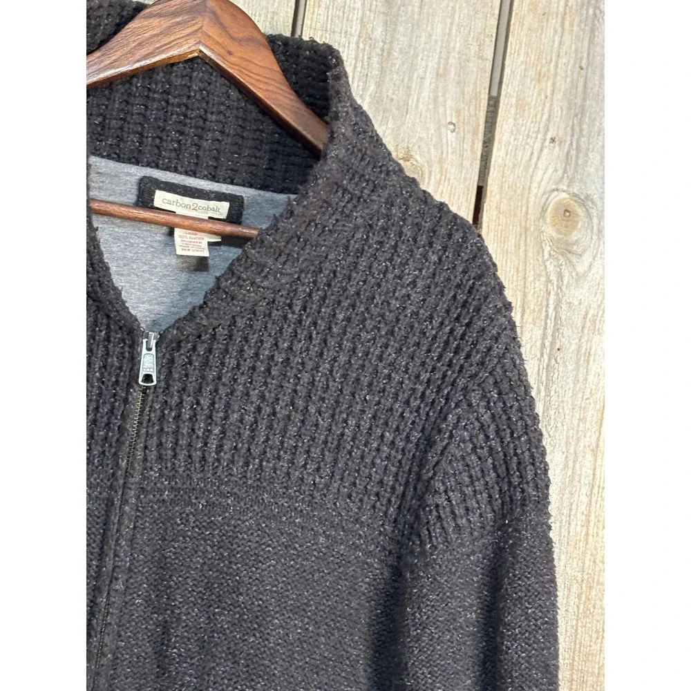 Carbon2Cobalt Mens Large Charcoal‎ Gray Cotton Full Zip Lined Sweater 155157